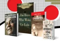 linda-mag Four books are displayed, including "Unwanted" by motivational speaker Linda Smith, featuring a sepia-toned cover with a woman holding a child. Other books are "The Westside Slugger," "The Boys Who Woke Up Early," and "The Impossible Climb.| Linda’s Life – Linda Smith