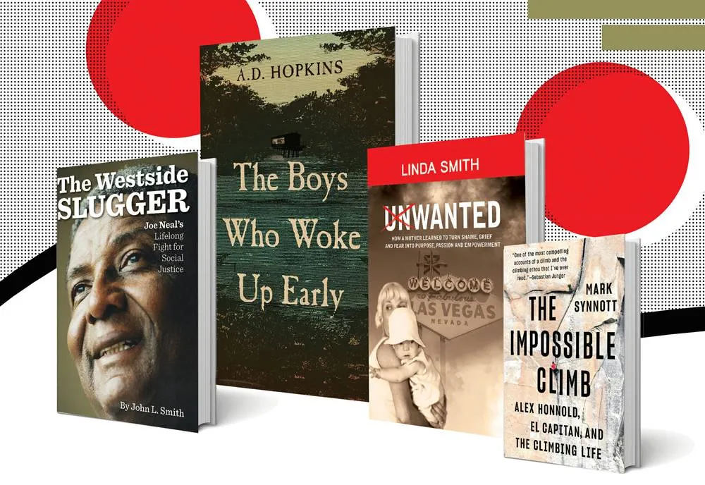 Four books are displayed, including "Unwanted" by motivational speaker Linda Smith, featuring a sepia-toned cover with a woman holding a child. Other books are "The Westside Slugger," "The Boys Who Woke Up Early," and "The Impossible Climb.| Linda’s Life – Linda Smith