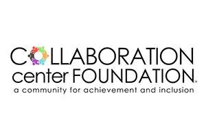 Logo of the Collaboration Center Foundation with colorful icons of people linking arms, symbolizing inclusion and community, relevant to Linda Smith's advocacy in nonprofit fundraising and disability awareness.| Linda’s Life – Linda Smith